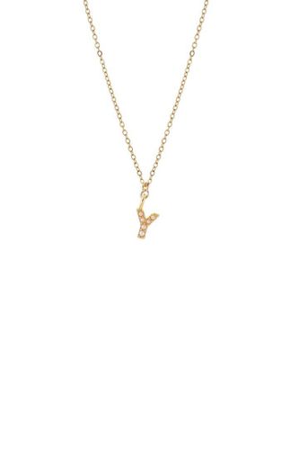 Womens Dainty Pearl Initial 'Y' Necklace Gold Plated - - 18 inches - Joy by Corrine Smith - Modalova