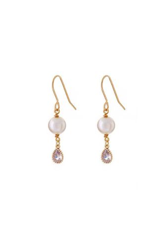 Womens Bridesmaid Pearl & Crystal Teardrop Earrings - - One Size - Joy by Corrine Smith - Modalova