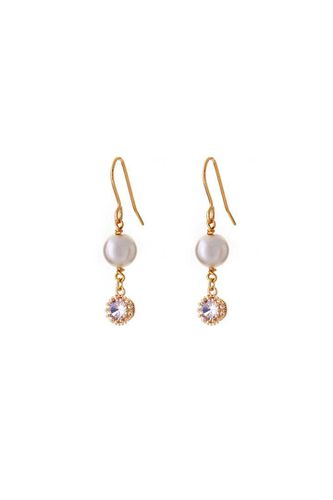 Womens Pearl & Round Crystal Drop Earrings - - One Size - Joy by Corrine Smith - Modalova