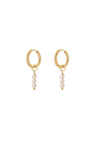 Womens Triple Stack Pearl Huggie Earrings Gold Plated - - One Size - Joy by Corrine Smith - Modalova