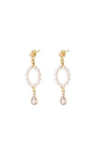 Womens Pearl Beaded Earrings With Crystal Teardrop - - One Size - NastyGal UK (+IE) - Modalova