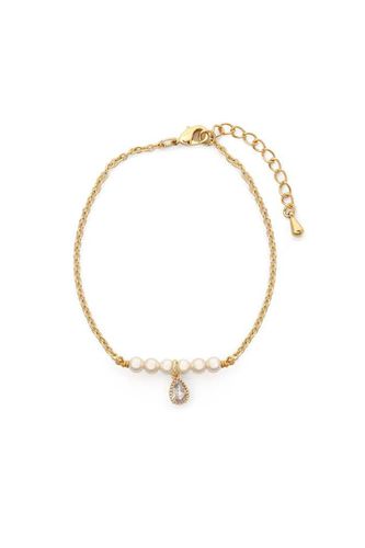 Womens Pearl Chain Bracelet With Crystal Teardrop - - 7.5 inches - Joy by Corrine Smith - Modalova