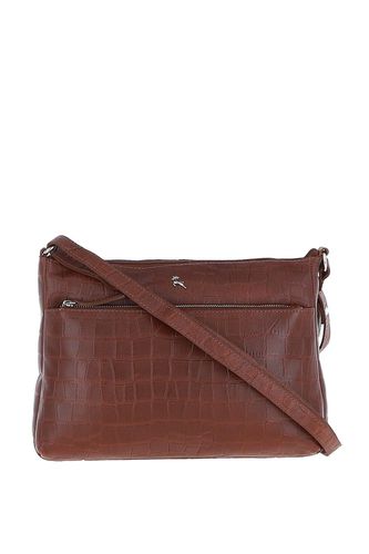 Womens 'Bridge' Croc Print Real Leather Shoulder Bag - - One Size - Ashwood Leather - Modalova