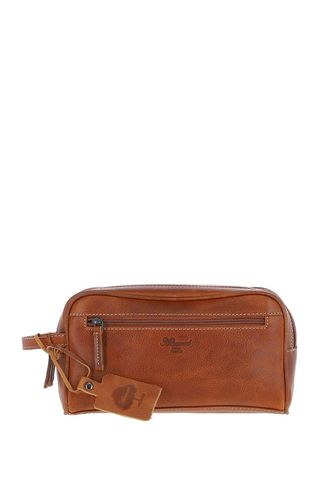 Dual Zip Real Leather Travel Washbag - - One Size - Ashwood Leather - Modalova