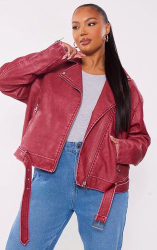 Womens Plus Cherry Vintage Faux Leather Oversized Zip Up Biker Jacket - 30 - NastyGal UK (+IE) - Modalova