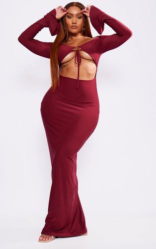 Womens Shape Burgundy Slinky Cut Out Detail Long Sleeve Maxi Dresss - - 8 - NastyGal UK (+IE) - Modalova