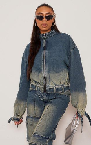 Womens Tall Vintage Mid Wash Zip Up Denim Jacket - - 12 - NastyGal UK (+IE) - Modalova