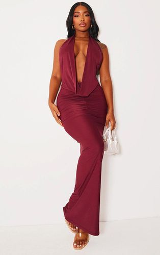 Womens Shape Burgundy Slinky Cowl Ruched Front Maxi Dress - - 10 - NastyGal UK (+IE) - Modalova