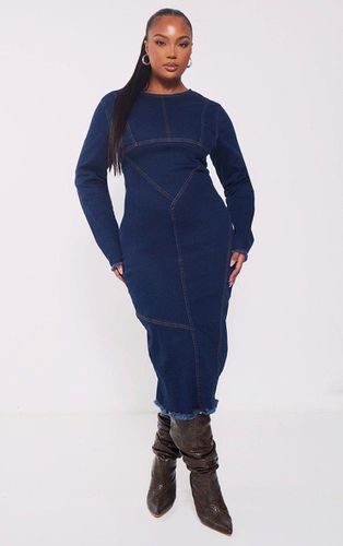 Womens Plus Mid Wash Seam Detail Denim Bodycon Maxi Dress - 28 - NastyGal UK (+IE) - Modalova