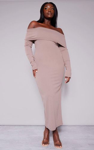 Womens Plus Charcoal Crepe Long Sleeve Bardot Maxi Dress - 24 - NastyGal UK (+IE) - Modalova