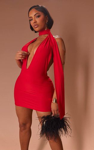 Womens Shape Slinky High Neck Plunge Bodycon Dress - 18 - NastyGal UK (+IE) - Modalova