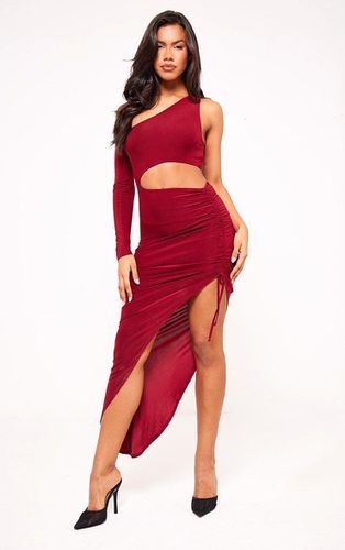 Womens Cherry Slinky One Sleeve Cut Out Ruched Midi Dress - 6 - NastyGal UK (+IE) - Modalova