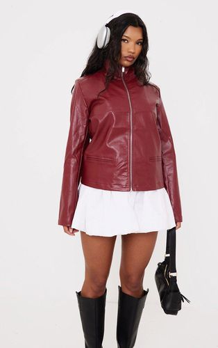 Womens Cherry Faux Leather Longline Zip Up Jacket - 4 - NastyGal UK (+IE) - Modalova