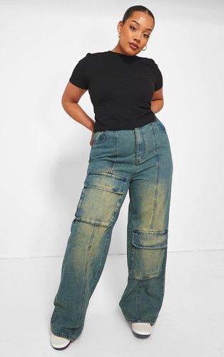 Womens Plus Vintage Mid Wash Oversized Cargo Pocket Detail Wide Leg Jeans - - 16 - NastyGal UK (+IE) - Modalova