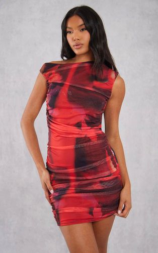 Womens Floral Print Mesh Ruched Bodycon Dress - 10 - NastyGal UK (+IE) - Modalova