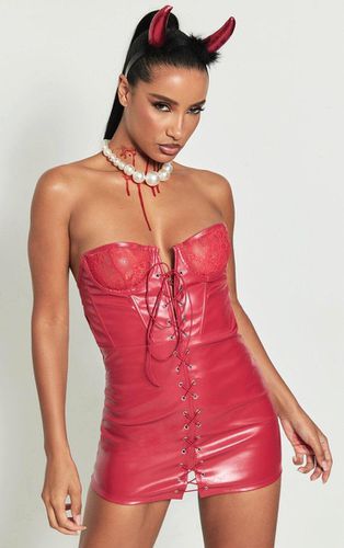 Womens Lace Up Detail Faux Leather Lingerie Slip Dress - S - NastyGal UK (+IE) - Modalova