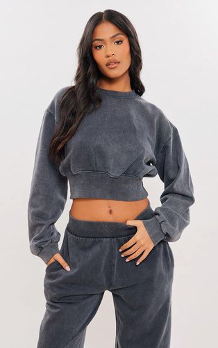 Womens Tall Washed Charcoal Cropped Oversized Sweatshirt - - S - NastyGal UK (+IE) - Modalova