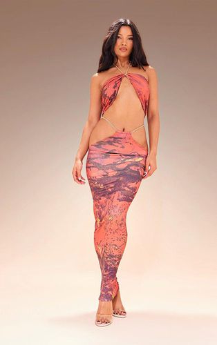 Womens Premium Cherry Abstract Print Double Layer Slinky Chain Midaxi Skirt - 14 - NastyGal UK (+IE) - Modalova