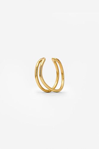 Womens Gold Adjustable Wave Ring With Two Thin Bands - - One Size - MUCHV - Modalova