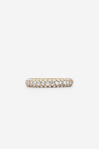 Womens Gold Pave Dome Ring With Sparkling Stones - - O - MUCHV - Modalova