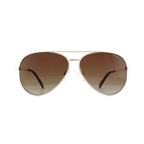 Womens Aviator Gold Brown Gradient Polarized Sunglasses - - One Size - Polaroid - Modalova
