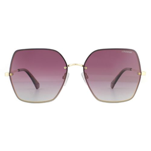 Womens Square Gold Violet Burgundy Gradient Polarized Sunglasses - - One Size - Polaroid - Modalova
