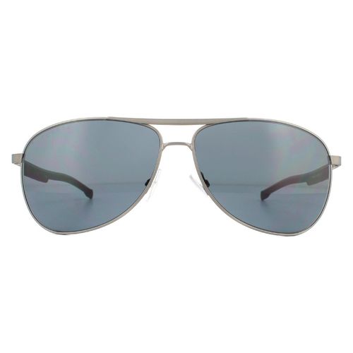 Aviator Semi Matte Ruthenium Black Sunglasses - One Size - Hugo Boss - Modalova