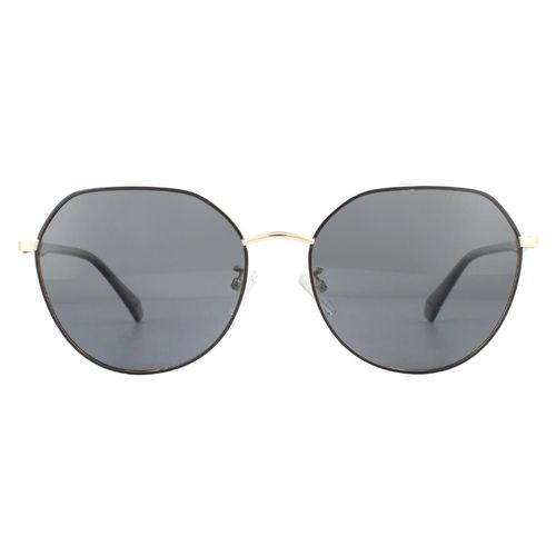 Womens Round Gold Black Grey Polarized Sunglasses - - One Size - Polaroid - Modalova