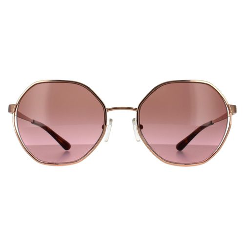 Womens Round Rose Gold Brown Pink Gradient Sunglasses - - One Size - Michael Kors - Modalova