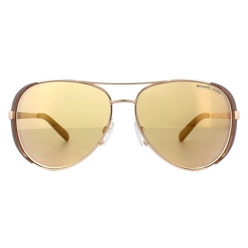 Womens Aviator Polished Rose Gold Rose Gold Mirror Sunglasses - - One Size - Michael Kors - Modalova