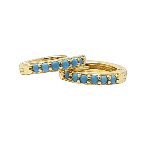Womens Turquoise December Birthstone Huggie Gold Plated Hoop Earrings - - One Size - NastyGal UK (+IE) - Modalova