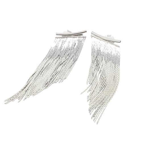 Womens Statement Silver Waterfall Party Tassel Earrings - - One Size - Harfi - Modalova