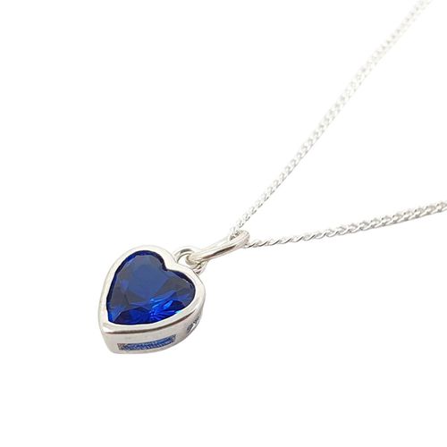 Womens Mini Heart Sapphire September Birthstone Necklace - - 18 inches - Harfi - Modalova