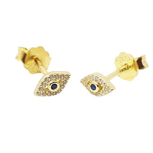 Womens Dainty Evil Eye Gold Plated Minimalist Stud Earrings - - One Size - Harfi - Modalova