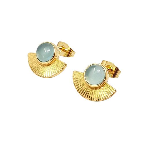 Womens Aquamarine March Birthstone Gold Plated Fan Earrings - - One Size - NastyGal UK (+IE) - Modalova