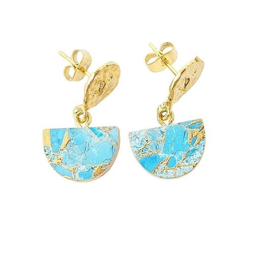 Womens Statement Turquoise December Birthstone Earrings - One Size - Harfi - Modalova