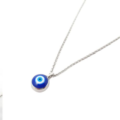 Womens Turkish Evil Eye Sterling Silver Pendant Charm Necklace - - 18 inches - Harfi - Modalova