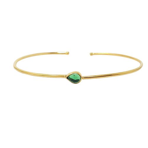 Womens Gold Plated Minimalist Emerald May Birthstone Bangle - - One Size - Harfi - Modalova