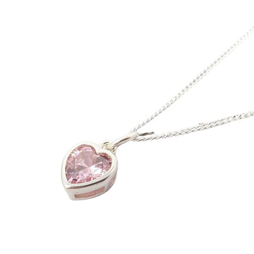 Womens Mini Heart Rose Quartz October Birthstone Necklace - - 18 inches - Harfi - Modalova