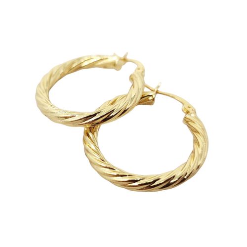 Womens 24ct Gold Vermeil Circle Rope Textured Earrings - - One Size - Harfi - Modalova