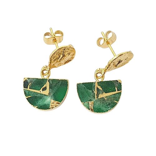 Womens Statement Emerald May Birthstone Hammered Earrings - - One Size - Harfi - Modalova