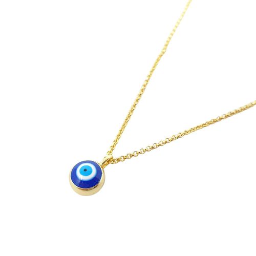 Womens Turkish Evil Eye Gold Plated Pendant Charm Necklace - - 18 inches - Harfi - Modalova