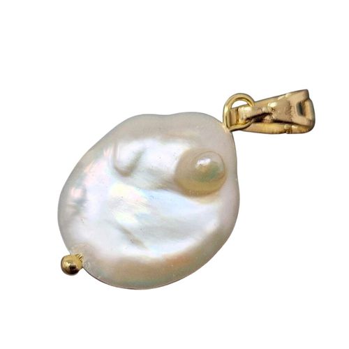 Womens Gold Vermeil Irregular Round Pearl Pendant Charm - - One Size - Harfi - Modalova