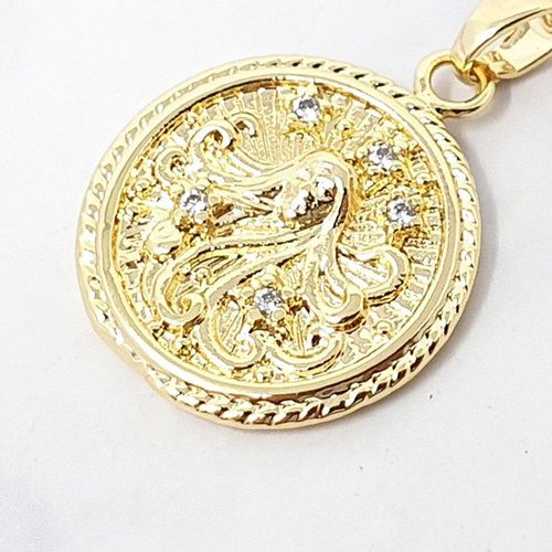Womens Virgo Zodiac Gold Plated Round Crystal Pendant Charm - - One Size - Harfi - Modalova