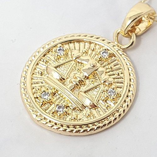 Womens Libra Zodiac Gold Plated Round Pendant Charm - - One Size - NastyGal UK (+IE) - Modalova