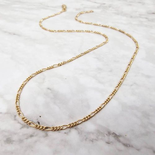 Womens Gold Plated Figaro Layering Chain Necklace - - 18 inches - Harfi - Modalova
