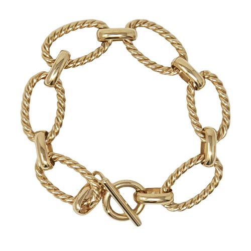 Womens 18ct Gold Vermeil Textured Paperclip Link Bracelet - - 7.5 inches - Harfi - Modalova