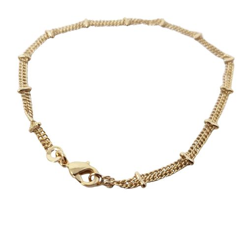 Womens 18ct Gold Vermeil Double Chain Bracelet - - 7 inches - Harfi - Modalova