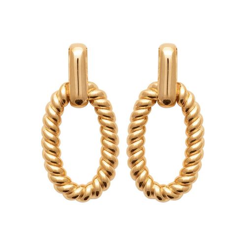 Womens 18ct Gold Vermeil Textured Paperclip Earrings - - One Size - Harfi - Modalova