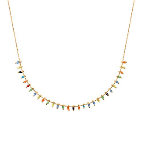 Womens 18ct Gold Plated Colourful Vibrant Multi Beaded Necklace - - 18 inches - Harfi - Modalova